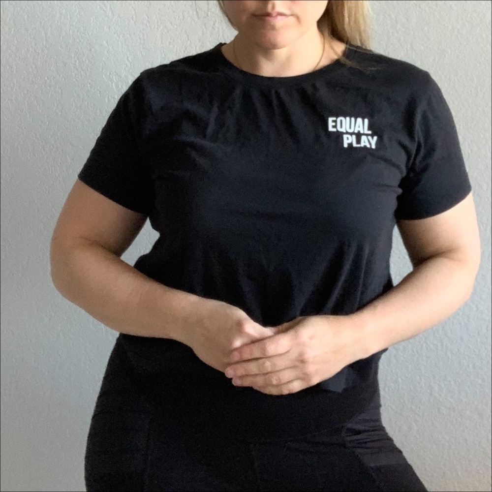 Athleta Equal Play Cotton Modal Black Cropped Tee